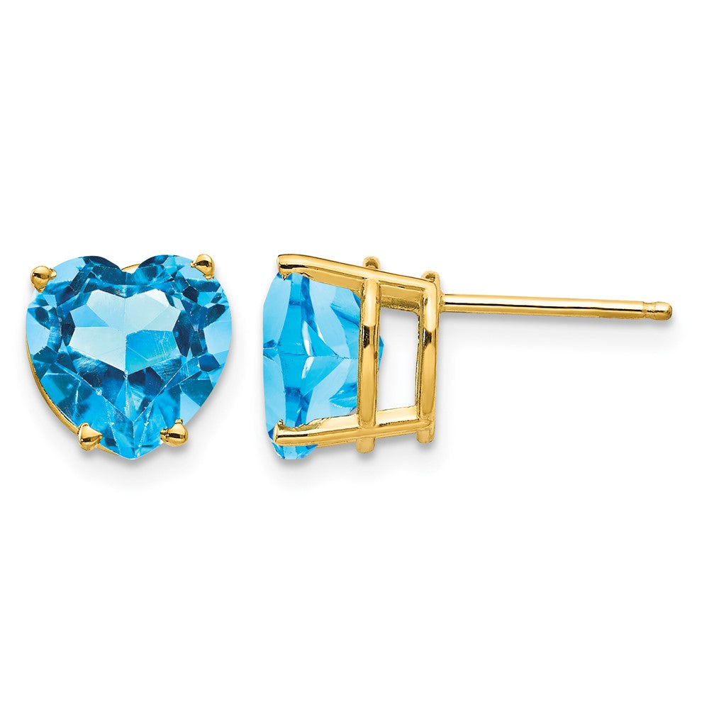 14k Heart Blue Topaz Post Earrings