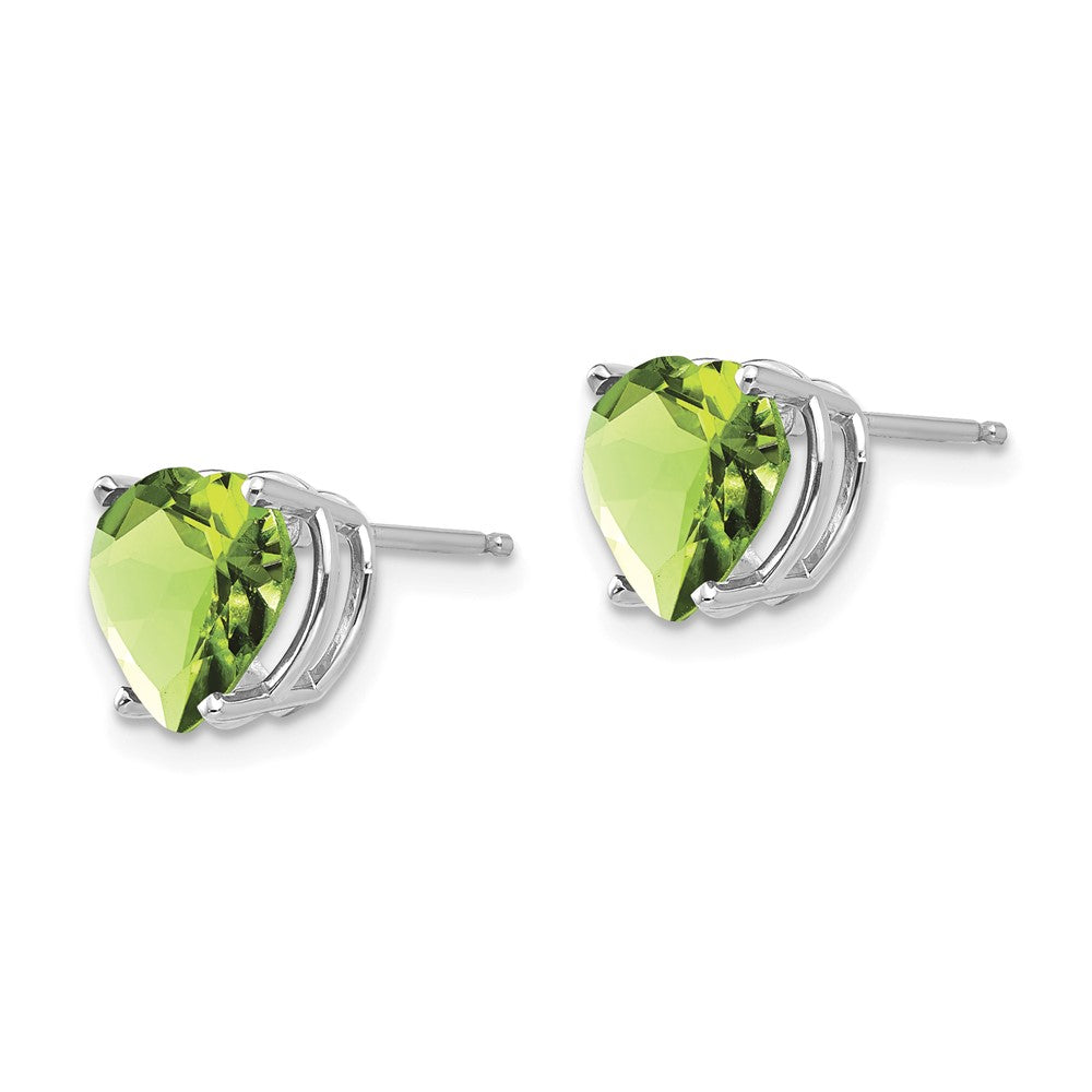 14k White Gold Heart Peridot earring