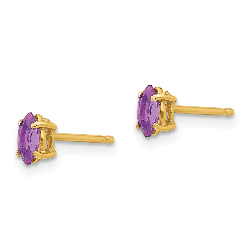 14k 5x Marquise Amethyst Post Earrings