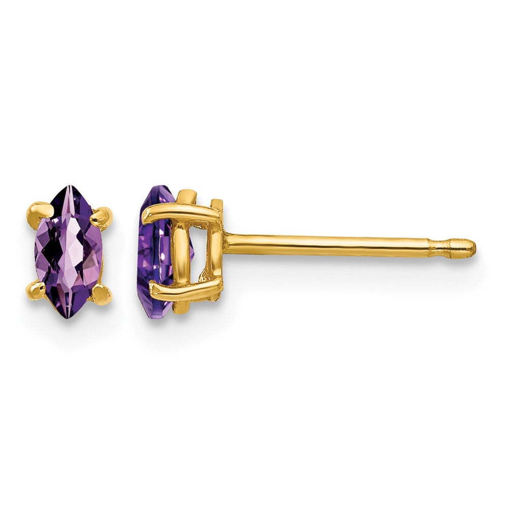 14k 5x Marquise Amethyst Post Earrings