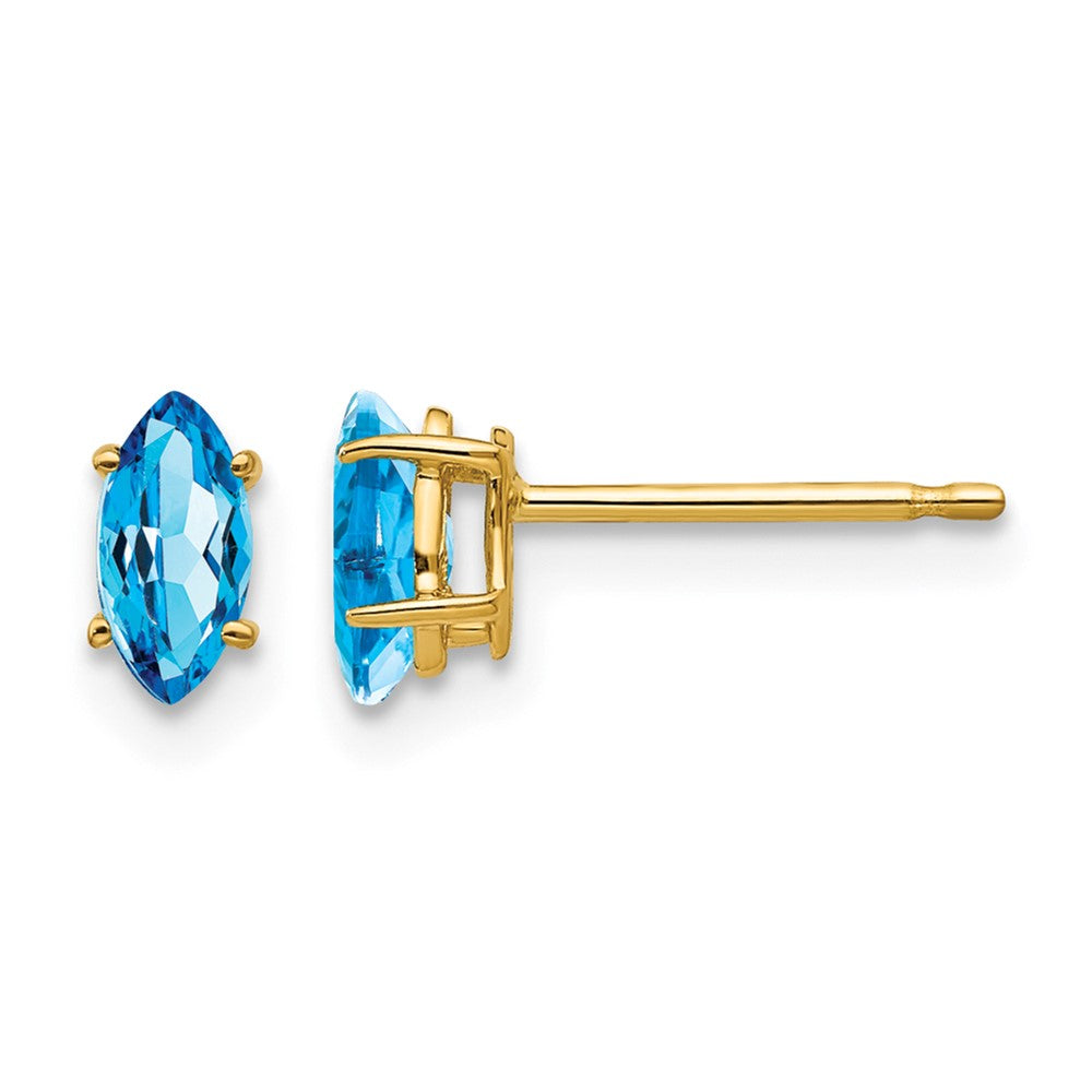 14k 5x Marquise Blue Topaz Post Earrings