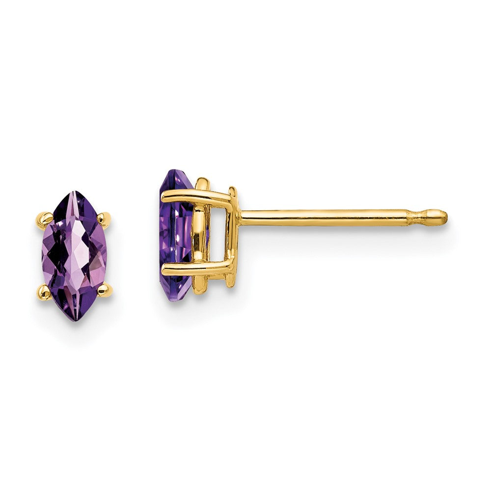 14k 6x Marquise Amethyst earring