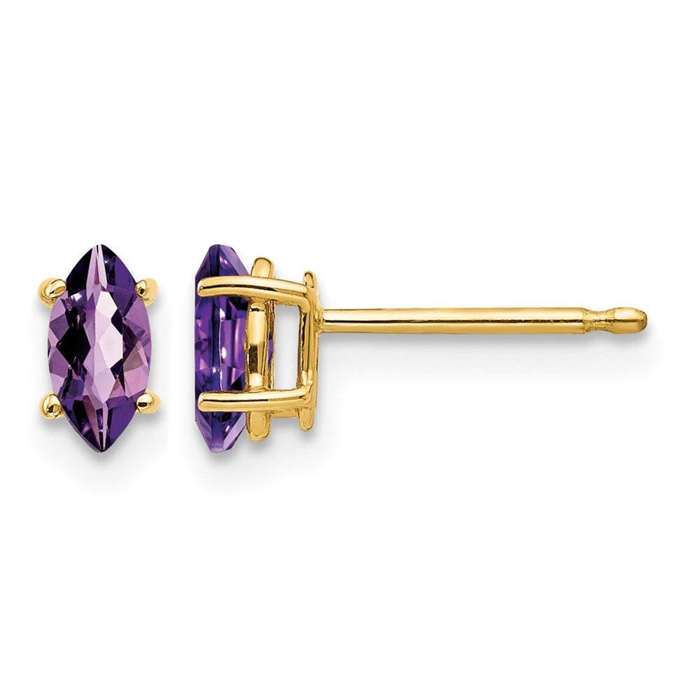 14k 6x Marquise Amethyst Post Earrings