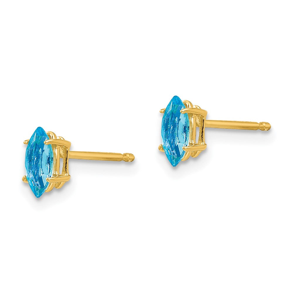 14k 6x Marquise Blue Topaz Post Earrings