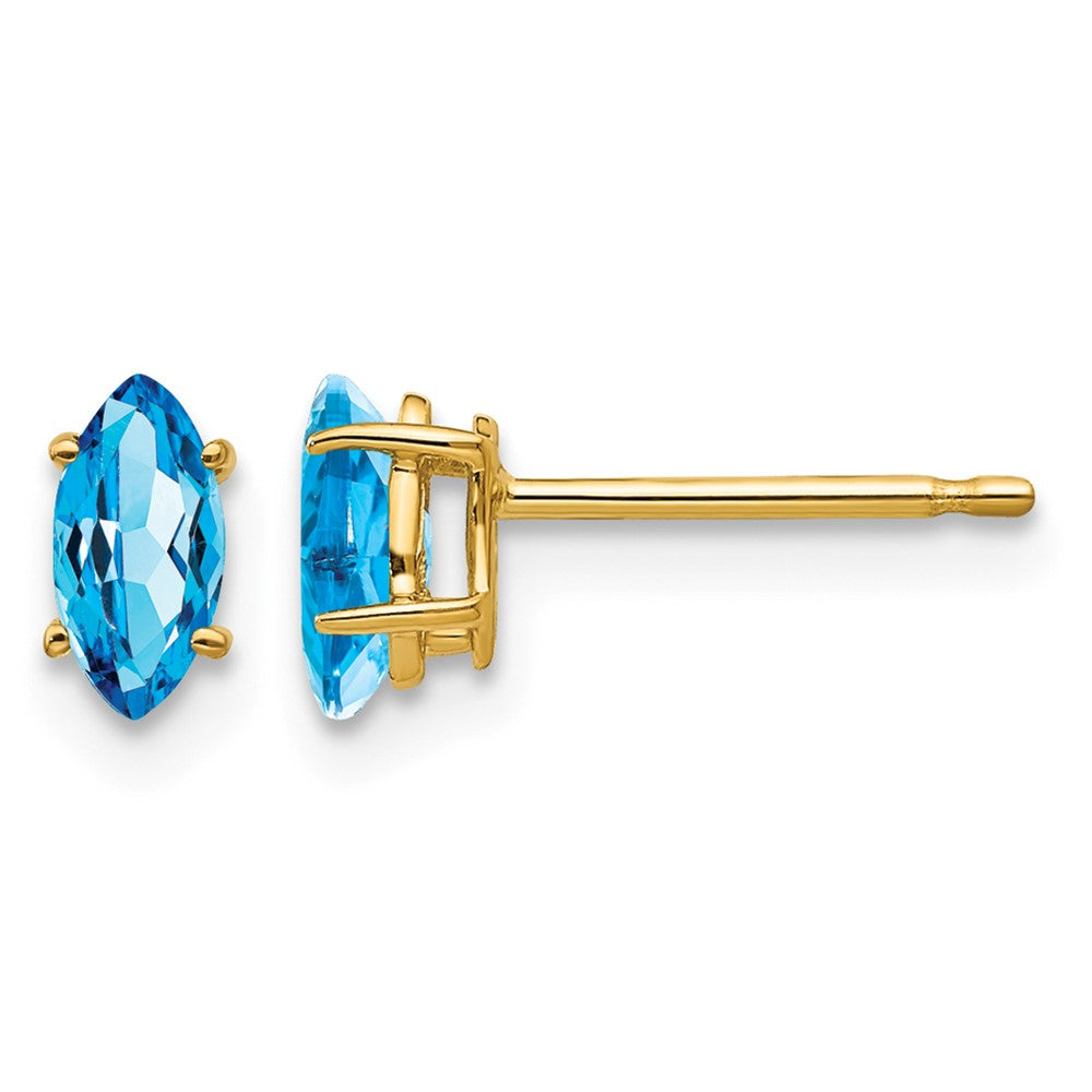 14k 6x Marquise Blue Topaz Post Earrings