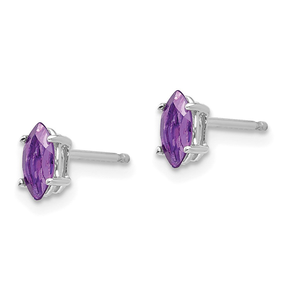 14k White Gold 6x Amethyst Marquise Stud Earrings