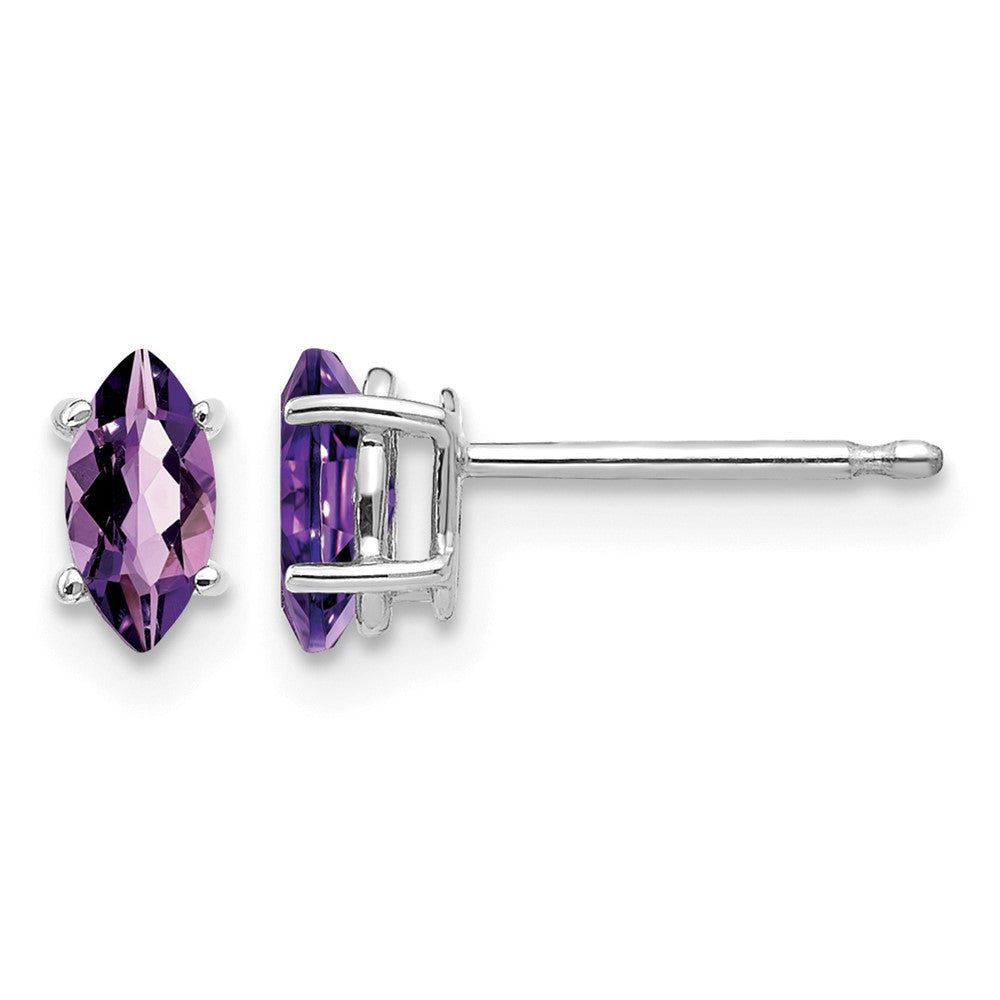 14k White Gold 6x Marquise Amethyst Post Earrings