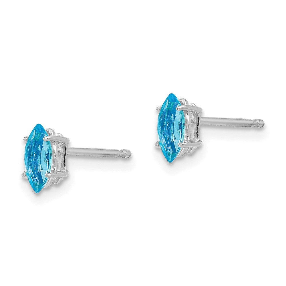 14k White Gold 6x Marquise Blue Topaz Post Earrings