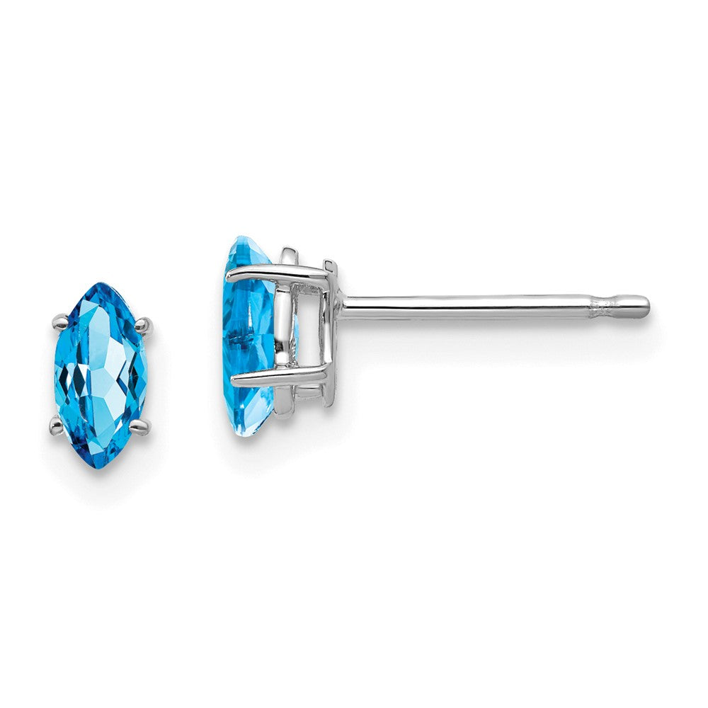 14k White Gold 6x Marquise Blue Topaz earring