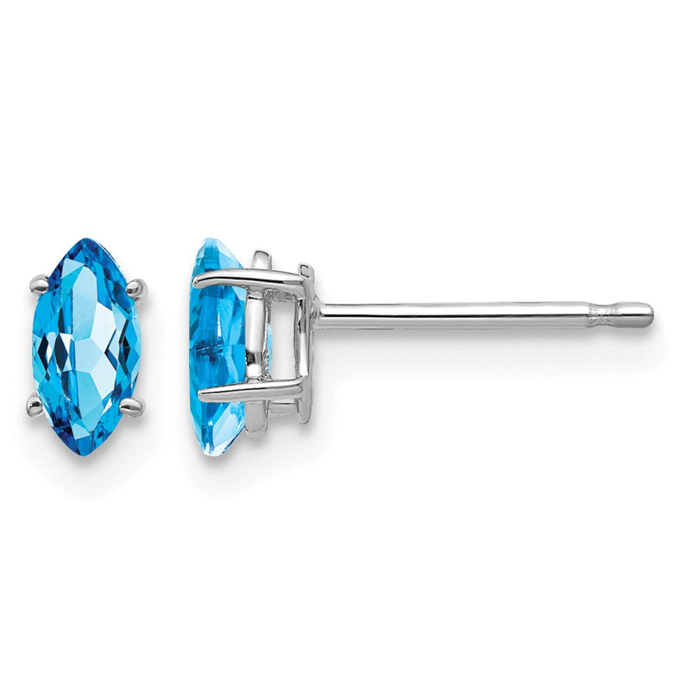14k White Gold 6x Marquise Blue Topaz Post Earrings