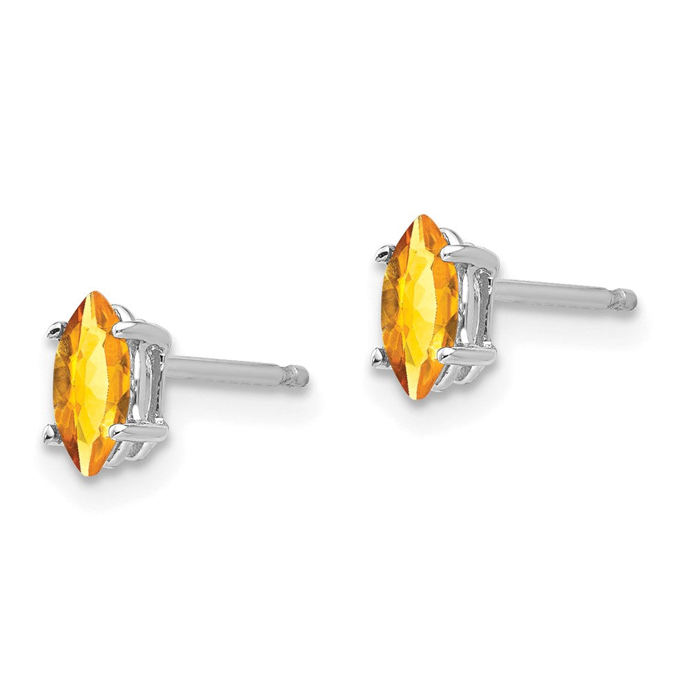 14k White Gold 6x Marquise Citrine Post Earrings