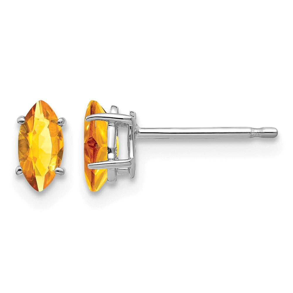 14k White Gold 6x Marquise Citrine Post Earrings