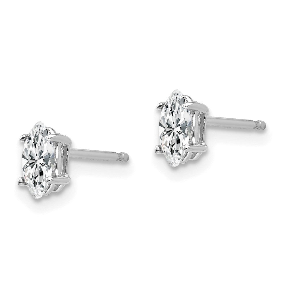 14k White Gold 6x Marquise Cubic Zirconia Post Earrings