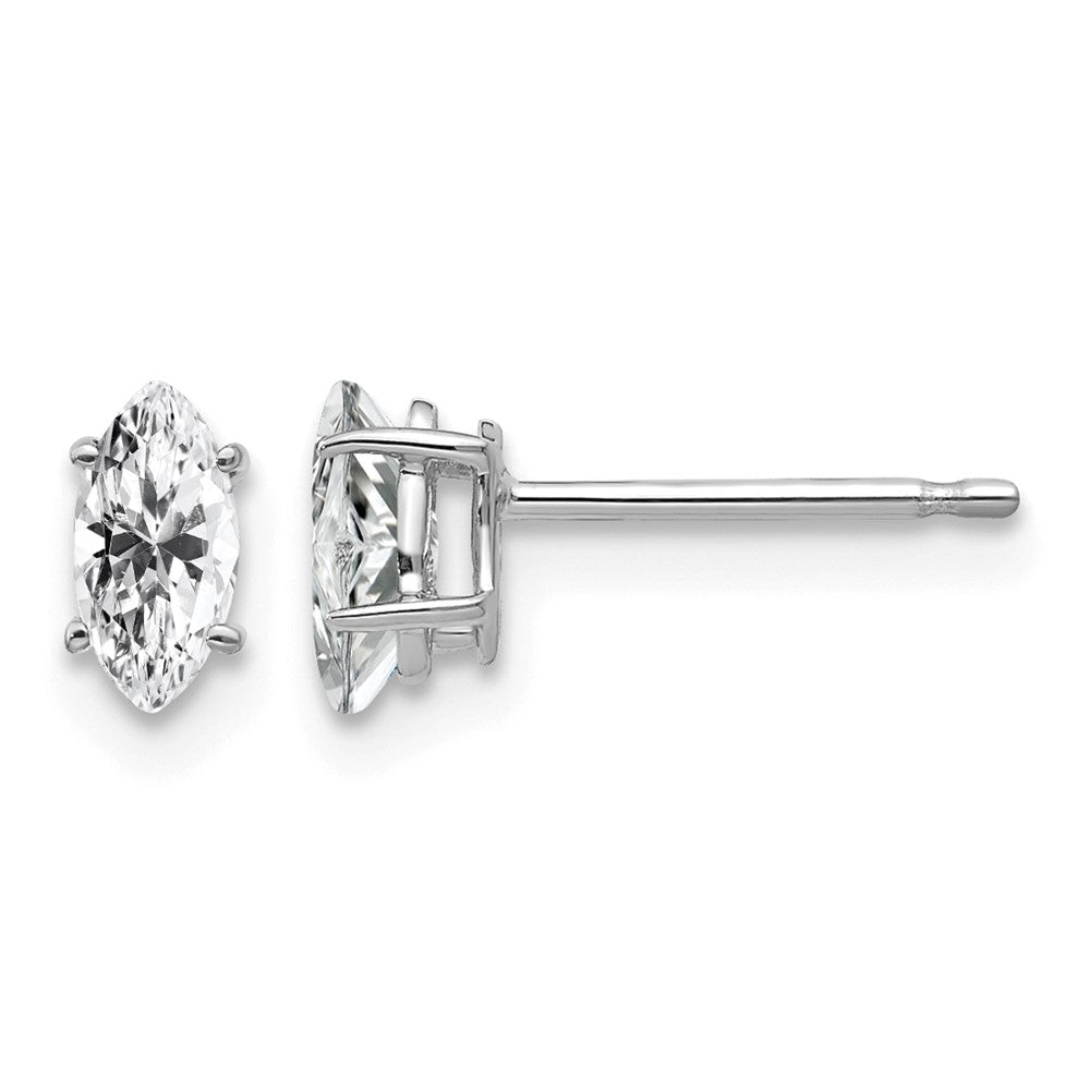 14k White Gold 6x Marquise Cubic Zirconia Post Earrings