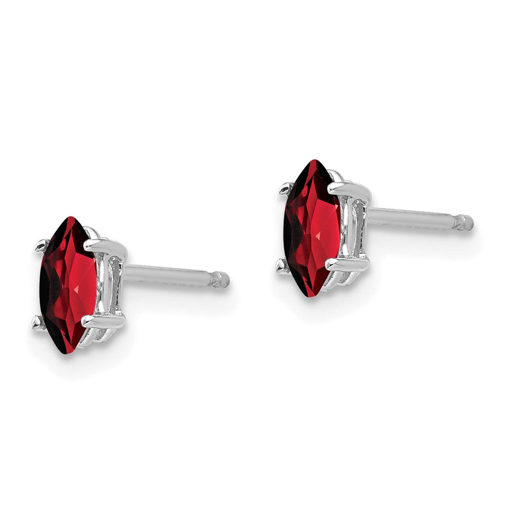 14k White Gold Garnet Marquise Stud Earring