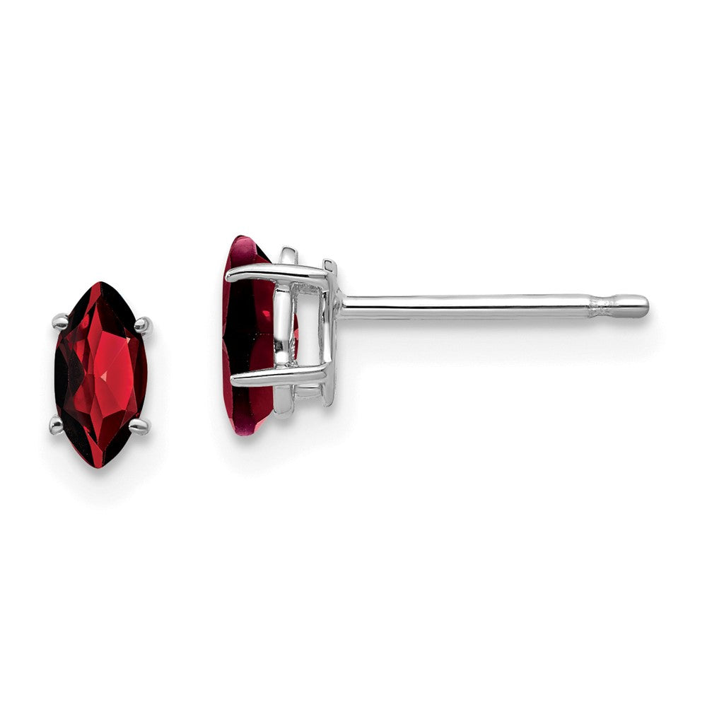 14k White Gold Garnet Marquise Stud Earring