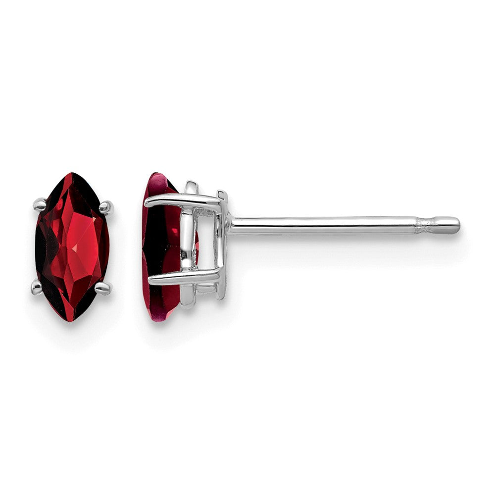 14k White Gold 6x Marquise Garnet Post Earrings