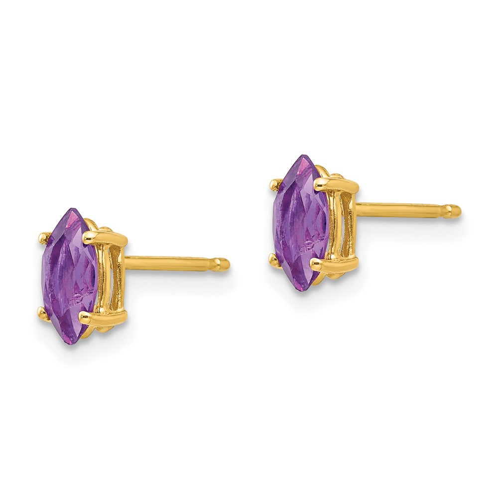 14k 7x Marquise Amethyst Post Earrings