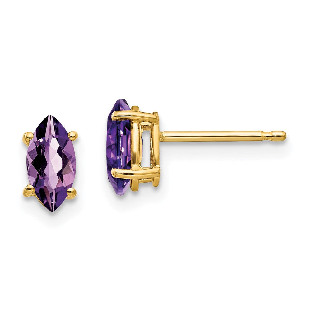 14k 7x Marquise Amethyst earring