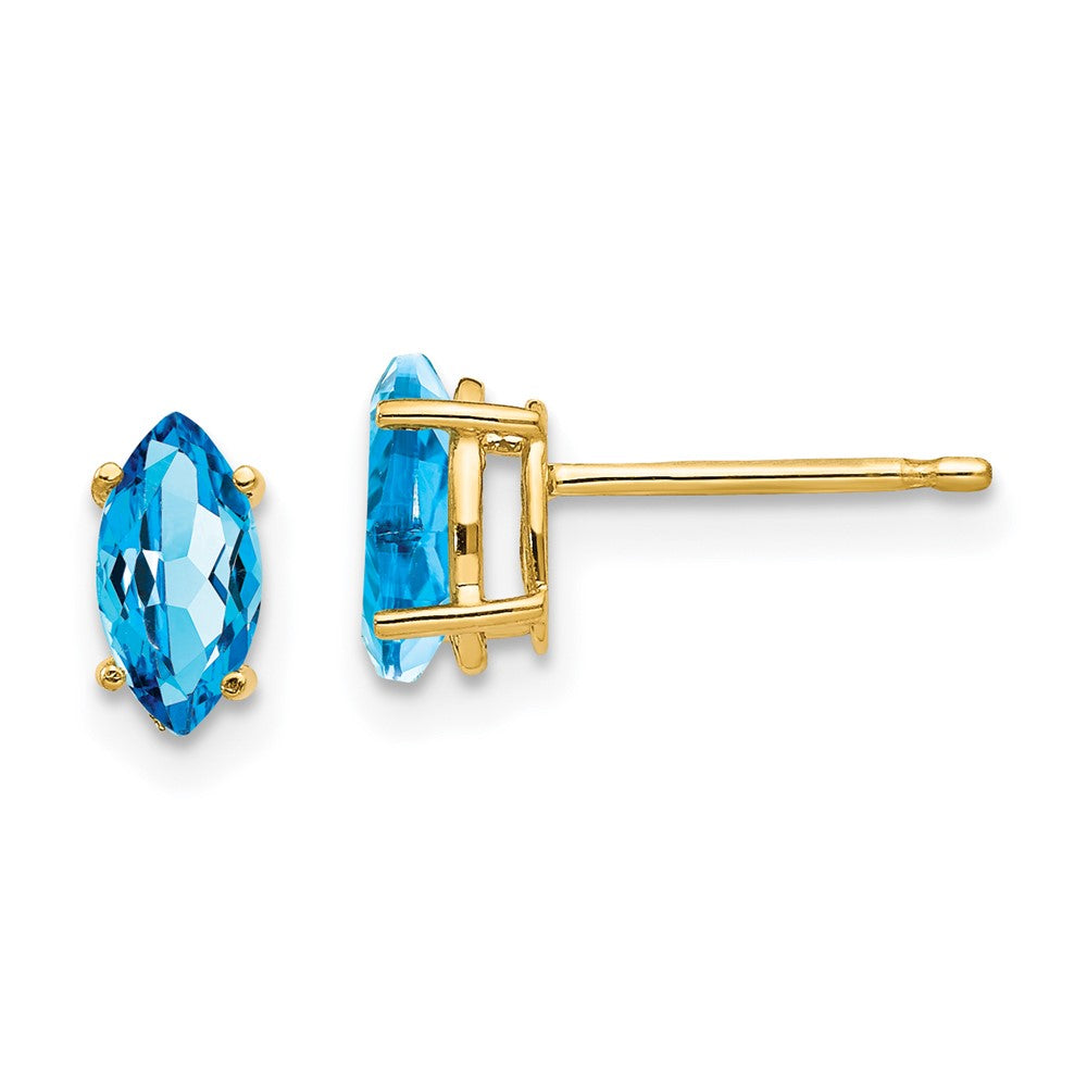 14k 7x Marquise Blue Topaz earring