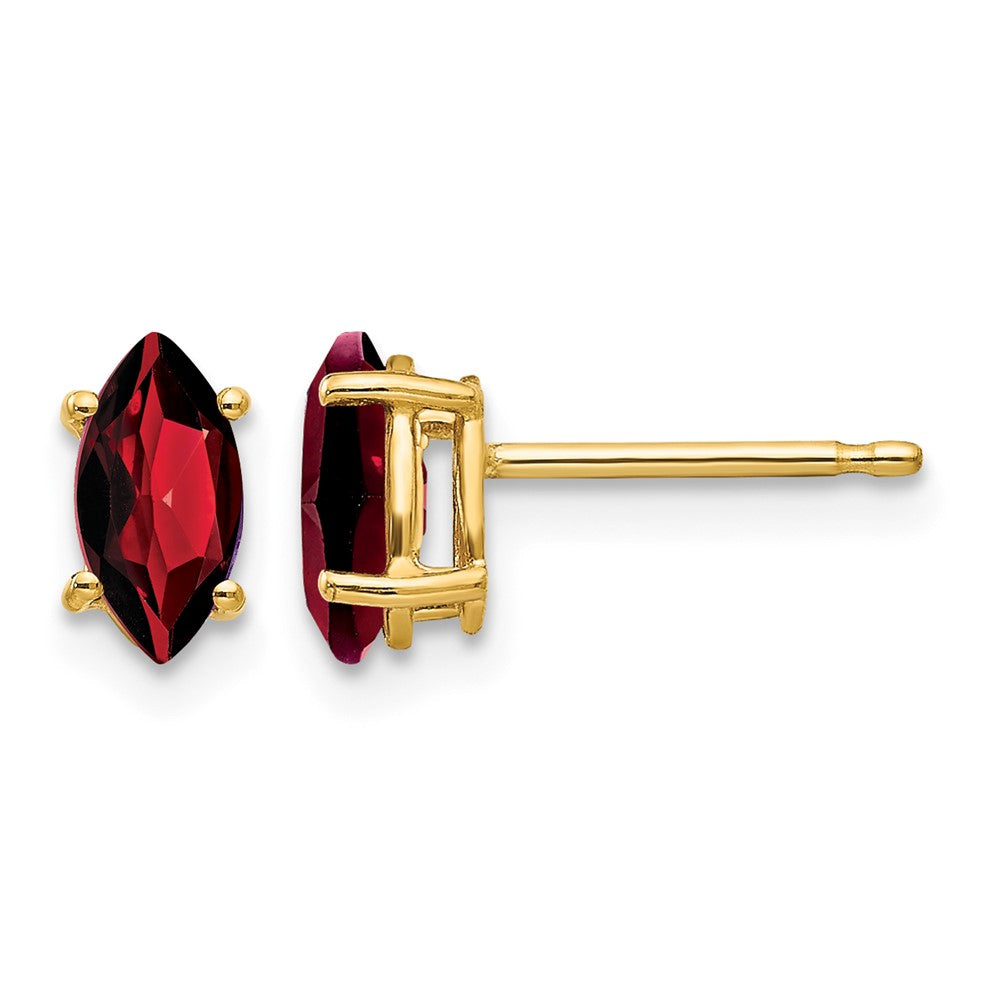 14k 7x Marquise Garnet Post Earrings