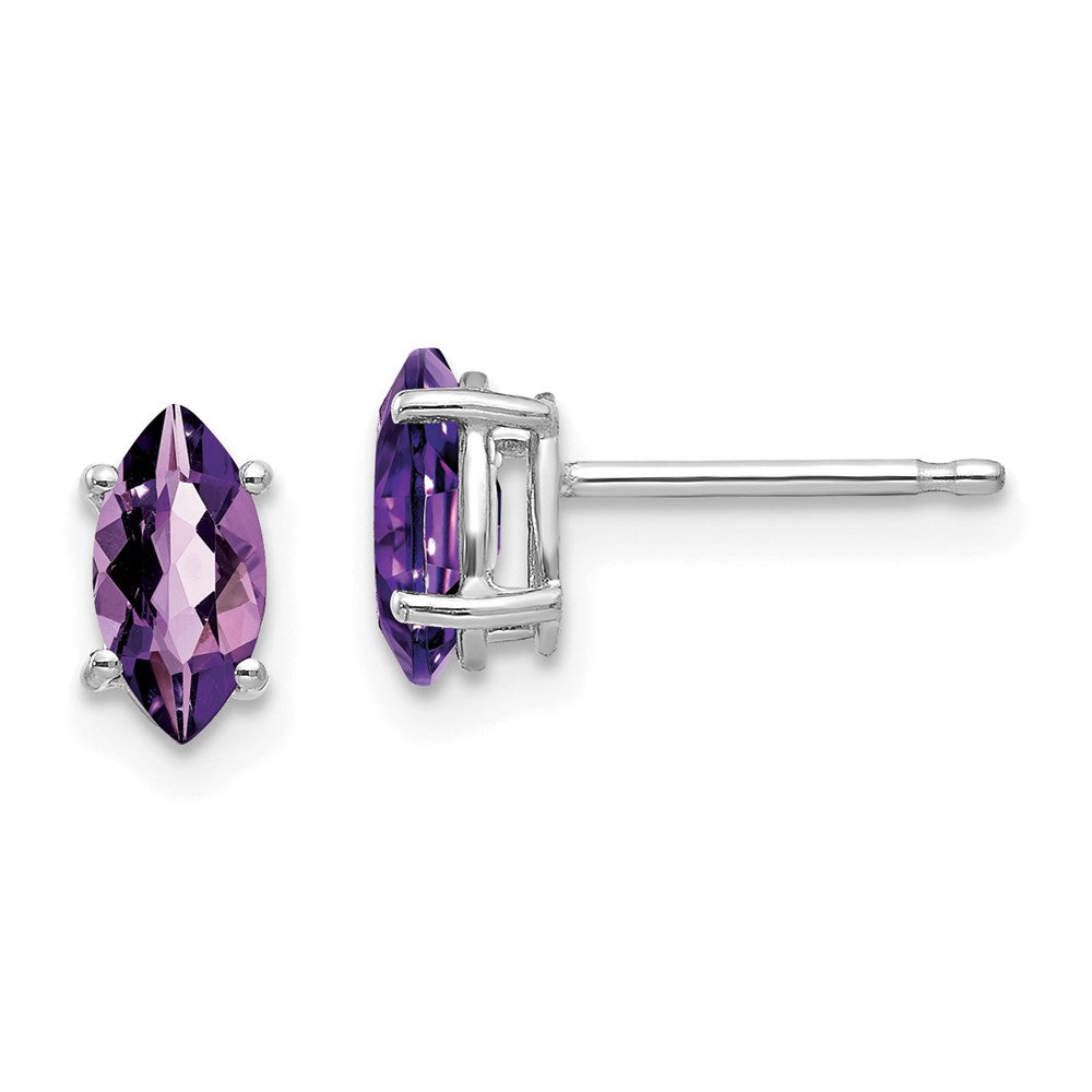 14k White Gold 7x Marquise Amethyst earring