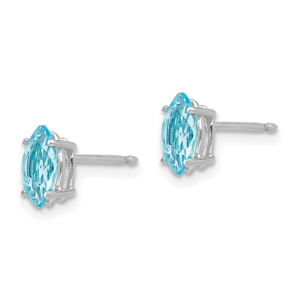 14k White Gold 7x Marquise Blue Topaz Post Earrings