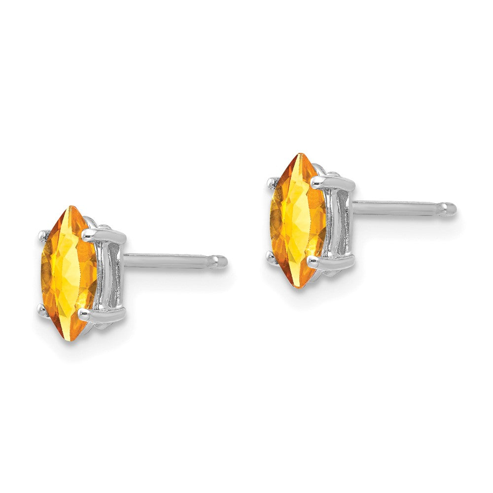 14k White Gold 7x Marquise Citrine Post Earrings