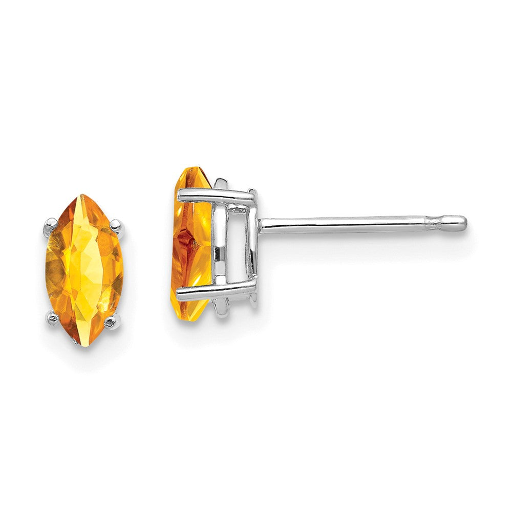 14k White Gold 7x Marquise Citrine earring