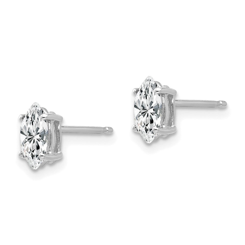 14k White Gold 7x Marquise CZ Post Earrings