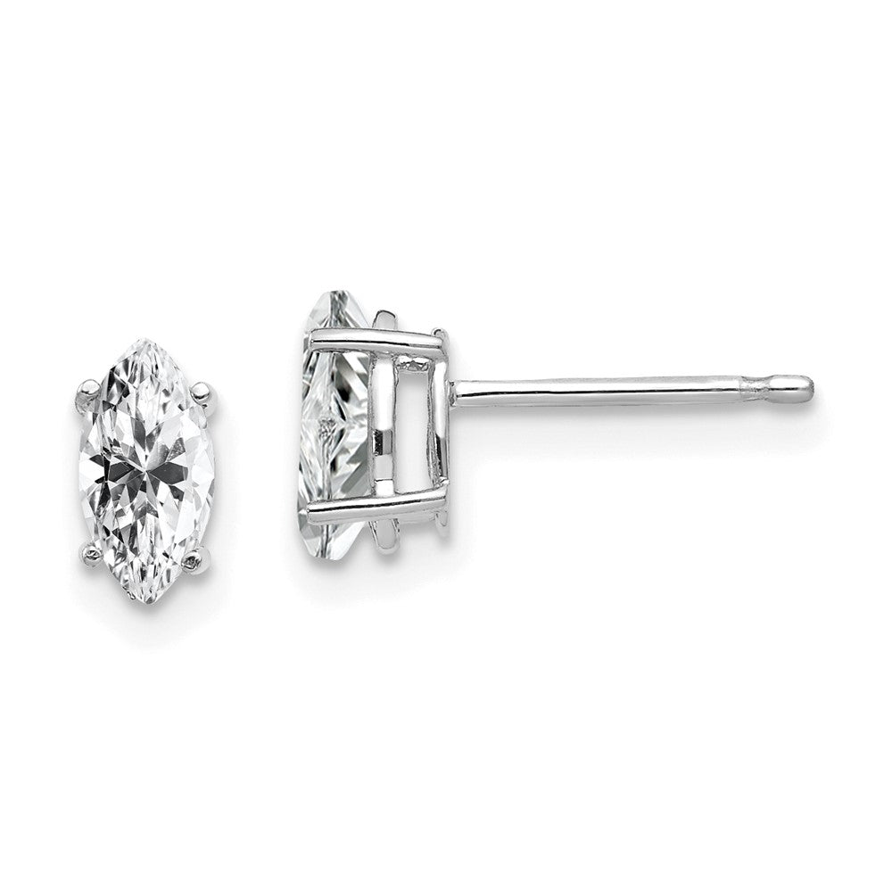 14k White Gold 7x CZ Marquise Stud Earring