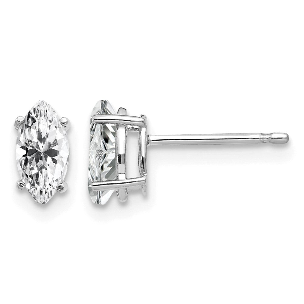 14k White Gold 7x Marquise CZ Post Earrings