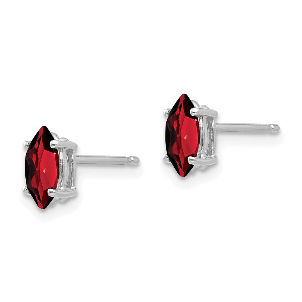 14k White Gold 7x Marquise Garnet Post Earrings