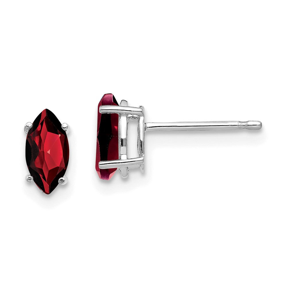 14k White Gold 7x Marquise Garnet earring