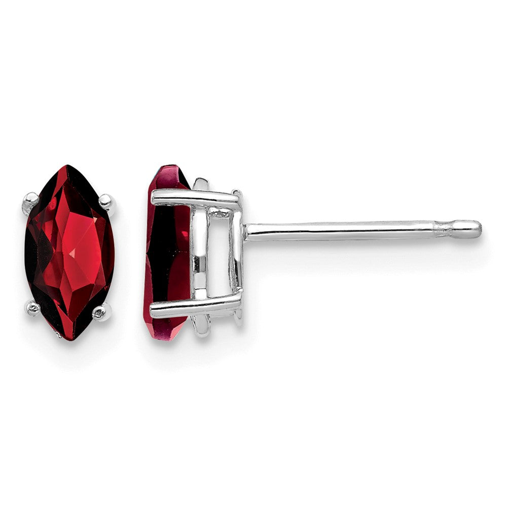 14k White Gold 7x Marquise Garnet Post Earrings