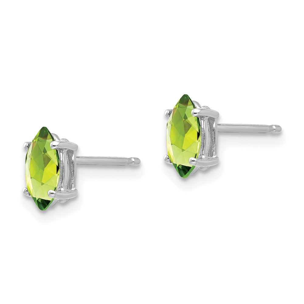 14k White Gold 7x Peridot Marquise Stud Earring