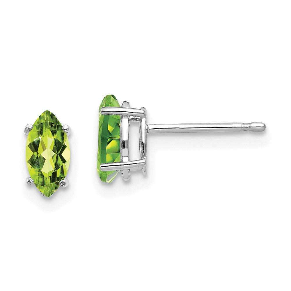 14k White Gold 7x Peridot Marquise Stud Earring