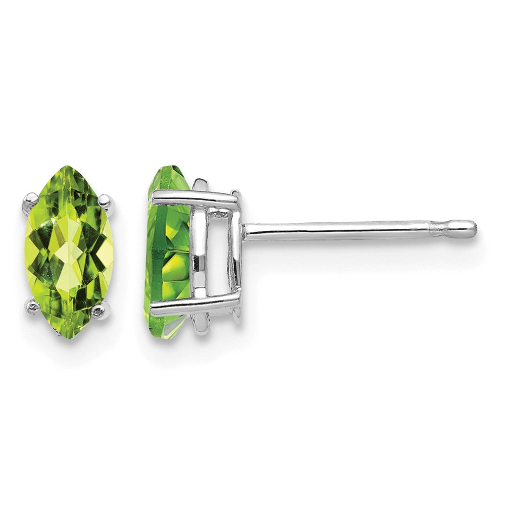 14k White Gold 7x Marquise Peridot Post Earrings