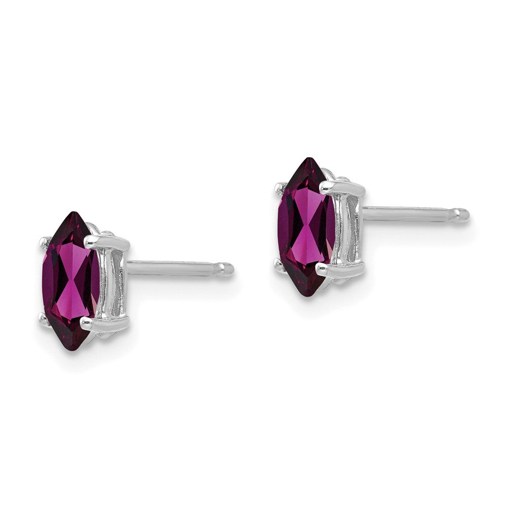 14k White Gold 7x Rhodolite Garnet Marquise Stud Earring