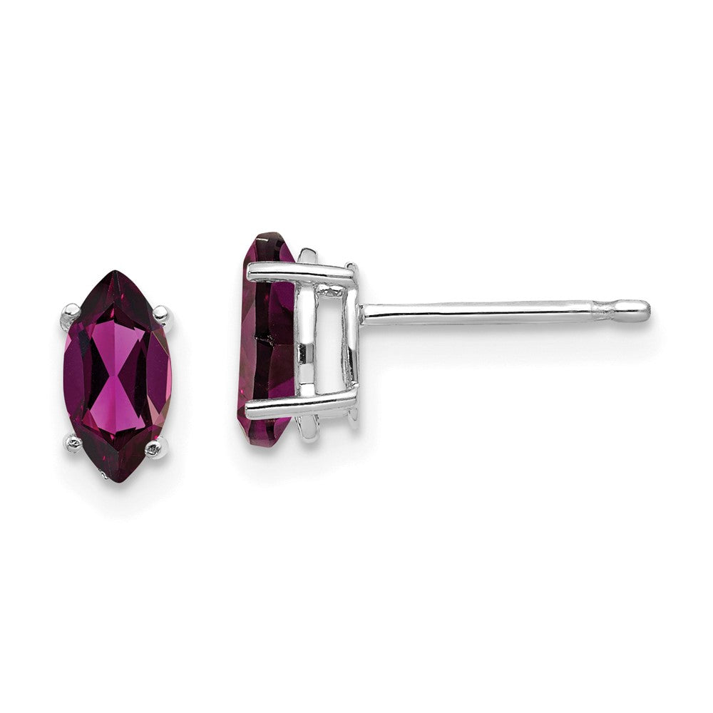 14k White Gold 7x Rhodolite Garnet Marquise Stud Earring