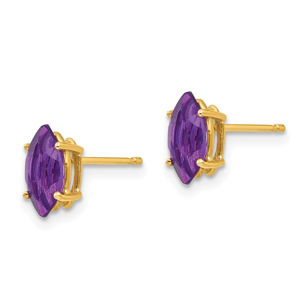 14k 8x Marquise Amethyst earring