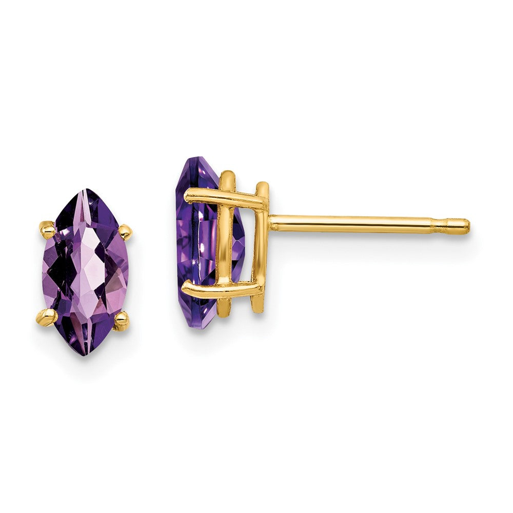 14k 8x Marquise Amethyst earring