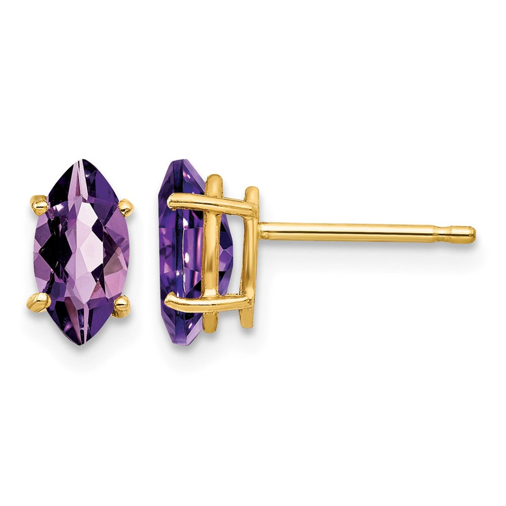 14k 8x Marquise Amethyst Post Earrings