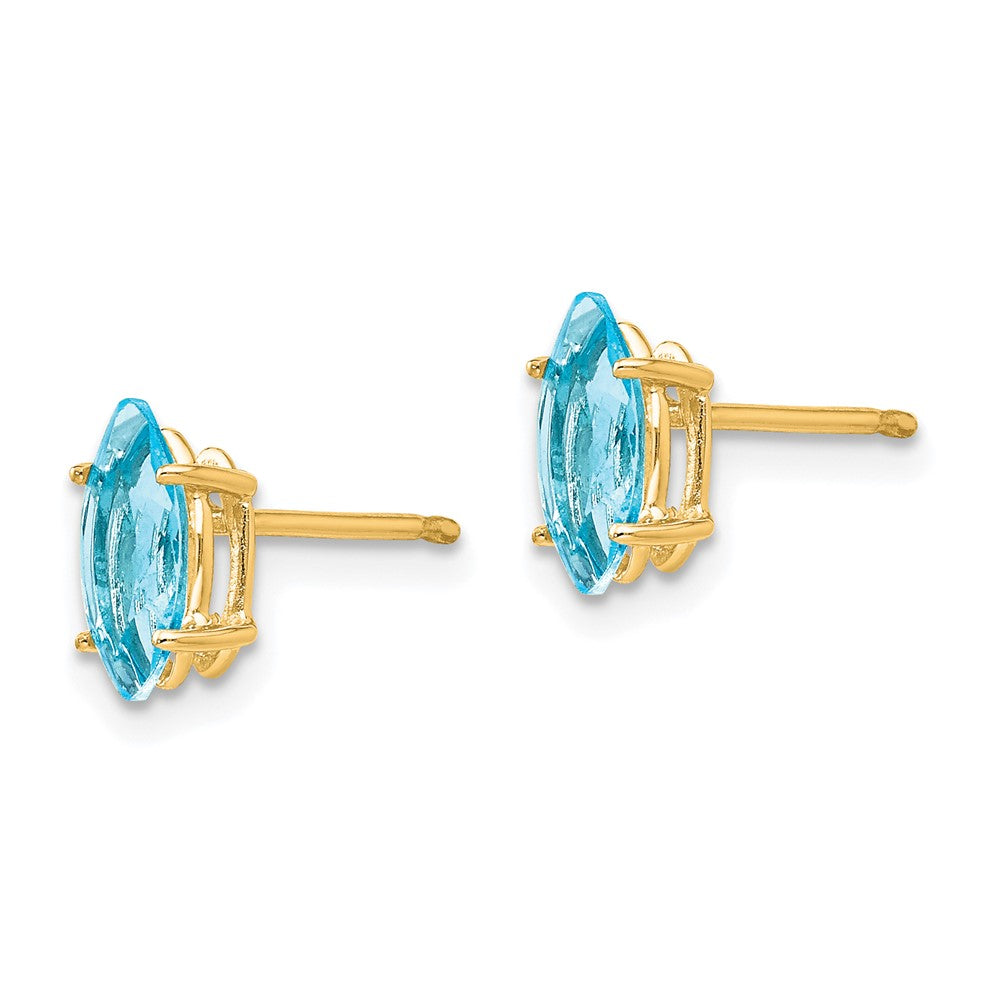 14k 8x Marquise Blue Topaz Post Earrings