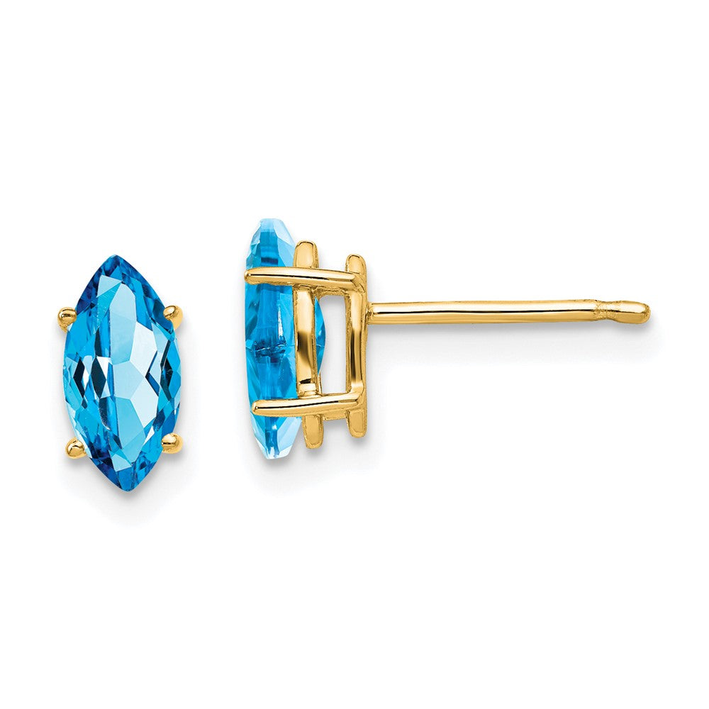 14k Blue Topaz Marquise Stud Earring