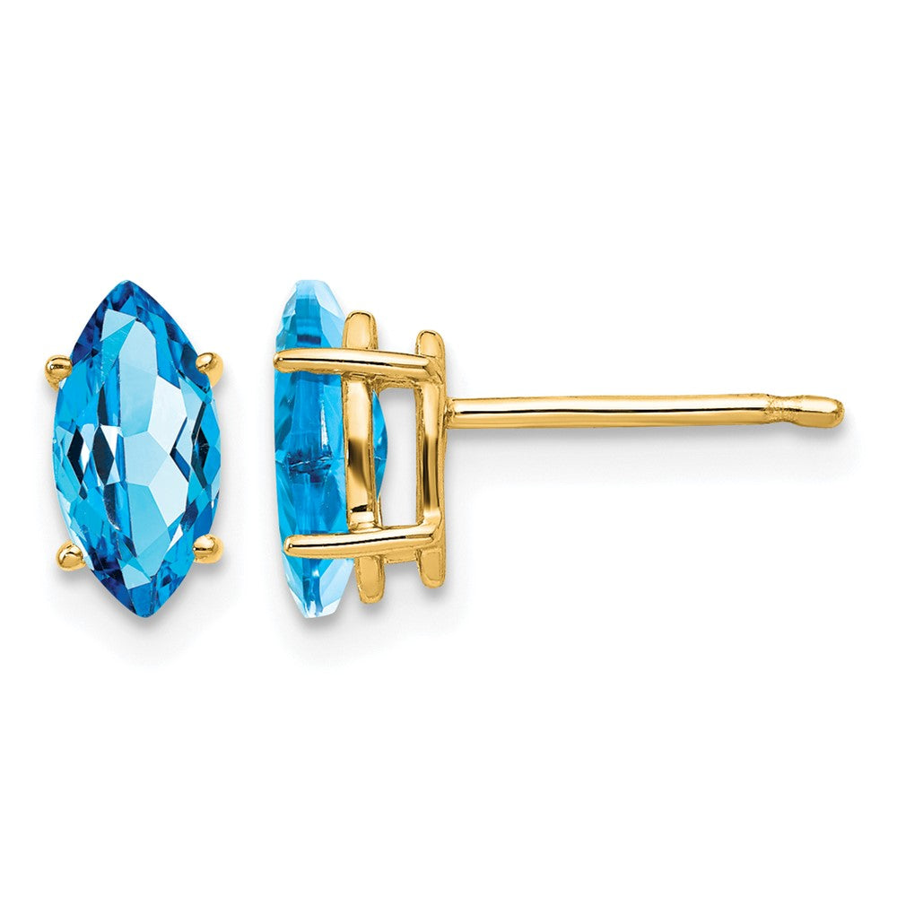 14k 8x Marquise Blue Topaz Post Earrings