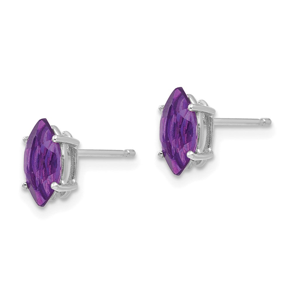 14k White Gold 8x Amethyst Marquise Stud Earring
