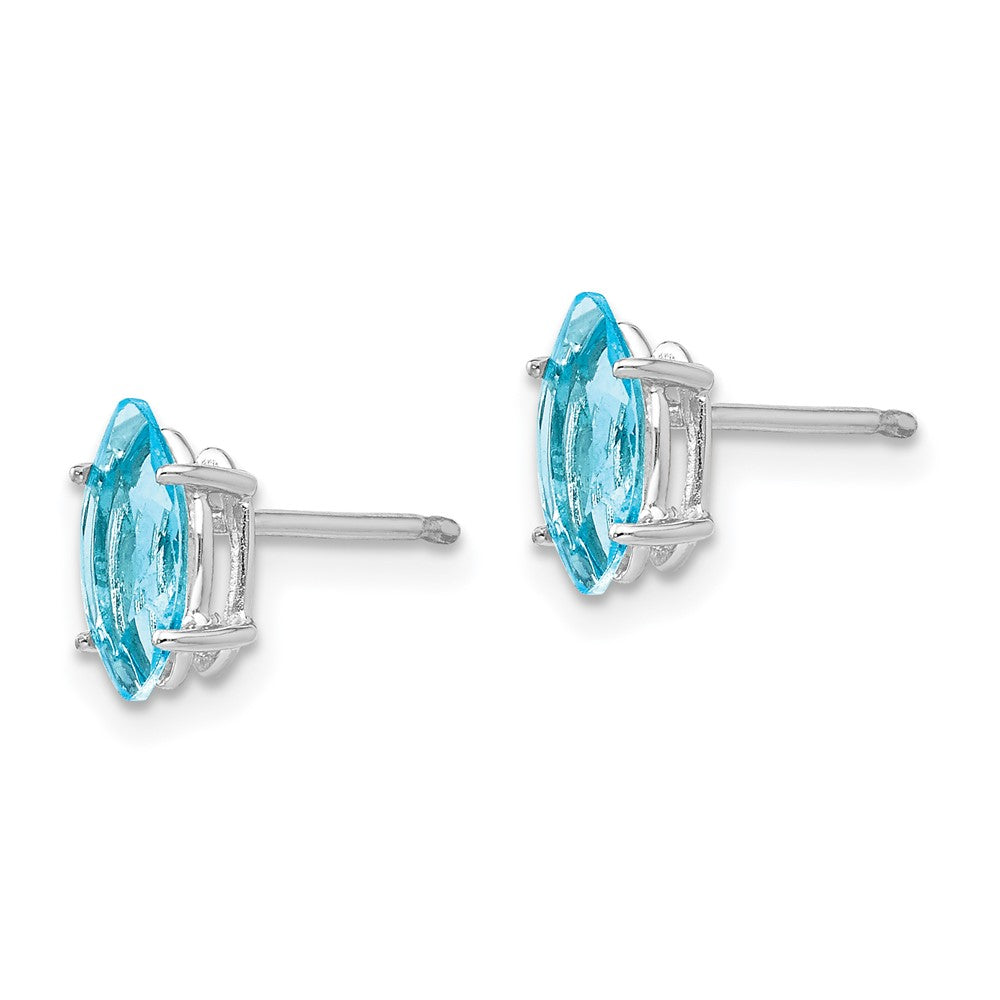 14k White Gold 8x Marquise Blue Topaz Post Earrings