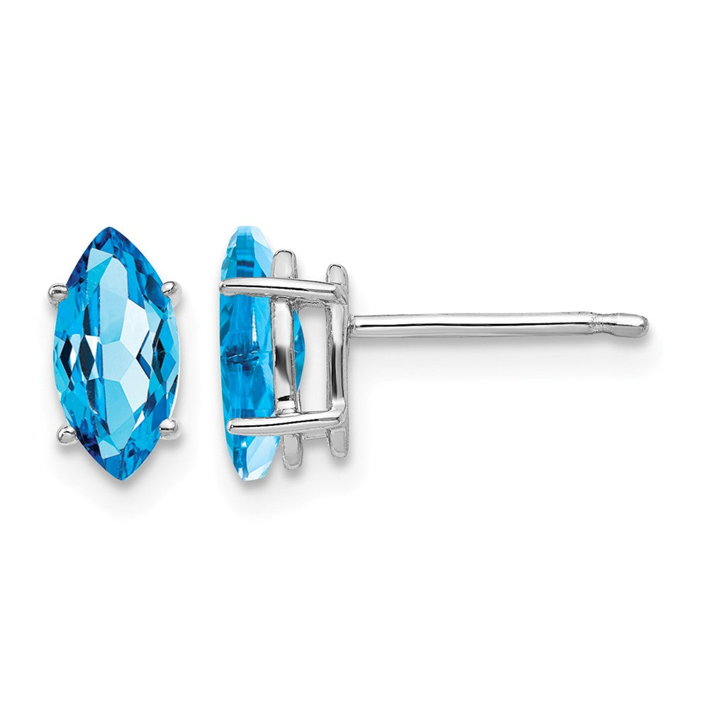 14k White Gold 8x Marquise Blue Topaz Post Earrings