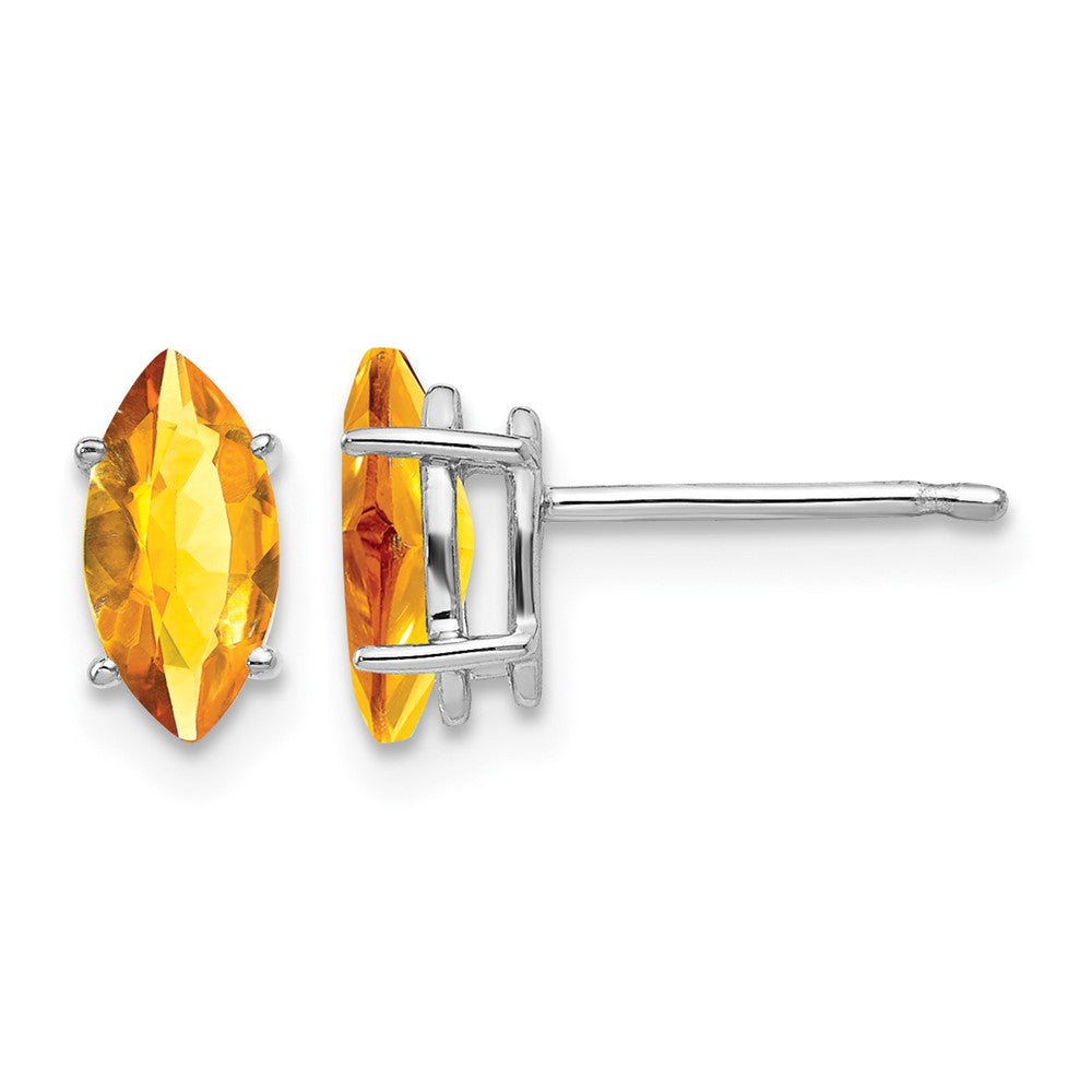 14k White Gold 8x Marquise Citrine Post Earrings